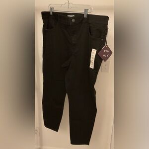 Ava & Viv Mid-Rise Skinny 20W R Length Stretch Black Pants NWT